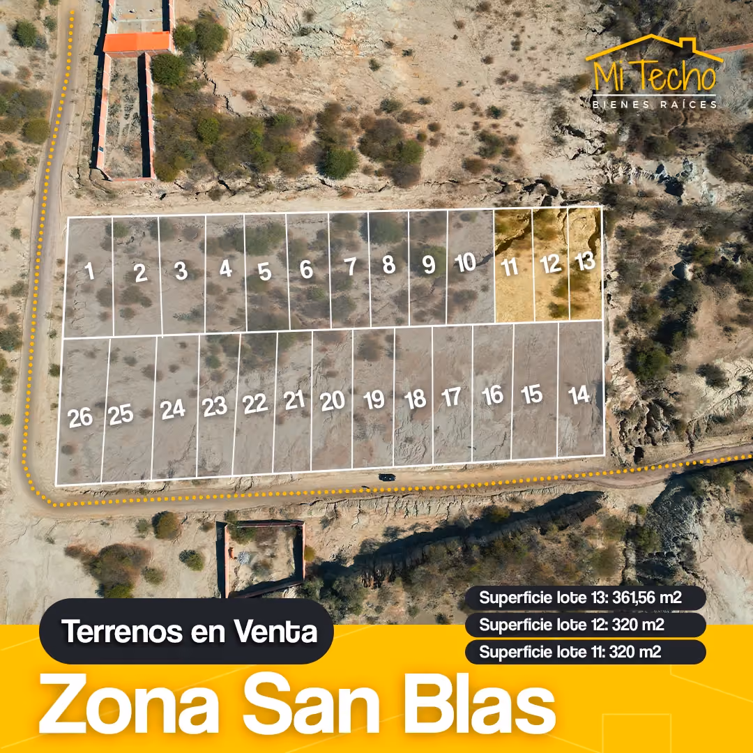Lotes en venta San Blas A media cuadra Av.
